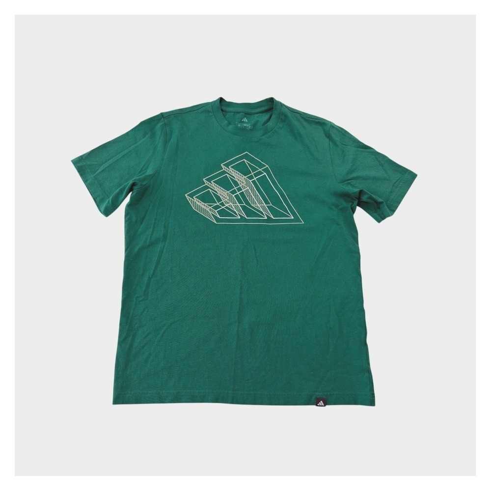 Adidas Graphic T-Shirt Mens M Green 3D Geometric Logo Tee